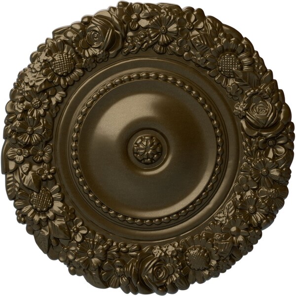 Ekena Millwork Marseille Ceiling Medallion (Fits Canopies up to 7 3/8"), Hand-Painted Brass, 21"OD x 2"P CM21MABRS - main